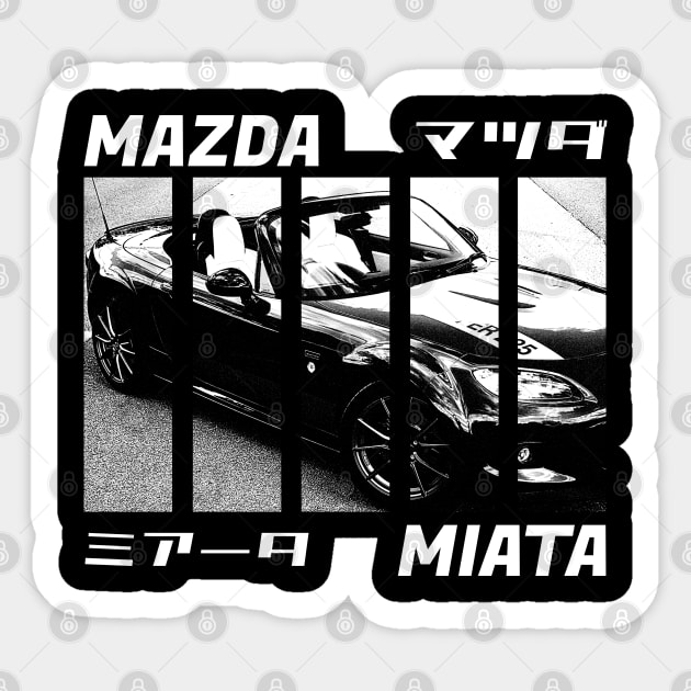 Mazda Miata MX-5 NC Black 'N White 3 (Black Version) Sticker by Cero